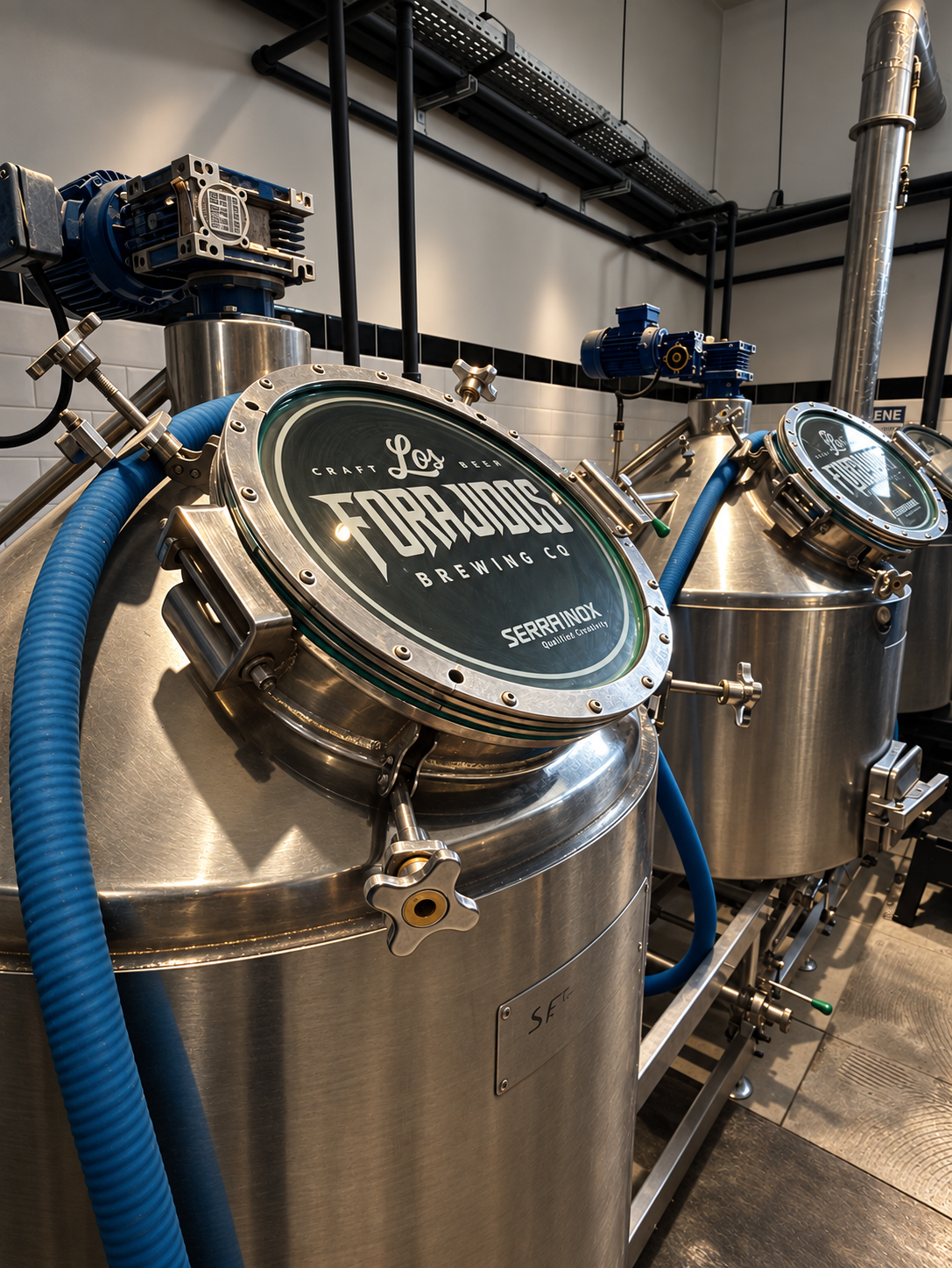 Tinas de brassagem da Los Forajidos Brewing Co.